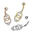 Gold Pave CZ and High Shine Dangle Double Ring Belly Ring