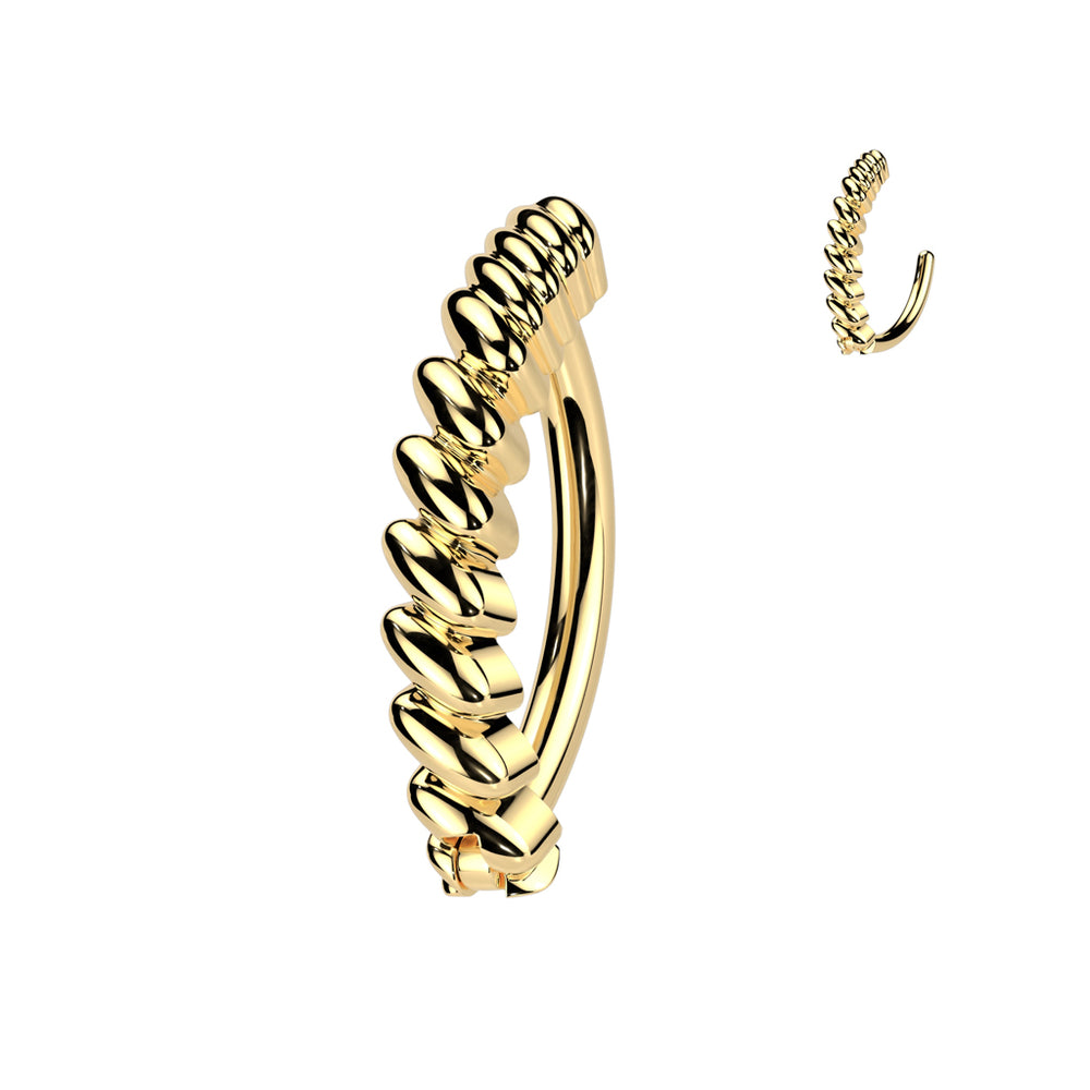 Gold Hinged Twisted Bar Belly Button Ring