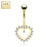 14K Solid Gold Heart Belly Ring