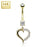 14K Solid Gold CZ Heart Belly Ring
