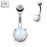 14K White Gold with Prong Set Opal Belly Ring