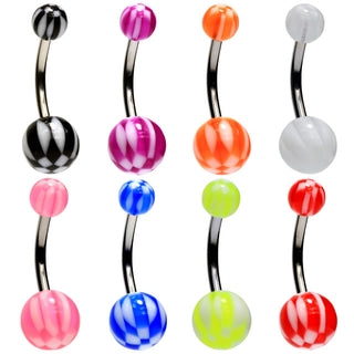 8 Pack Checkered Belly Rings