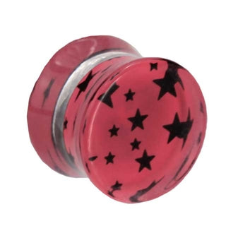 1/2" Gauge Pink Star Acrylic Saddle Plug