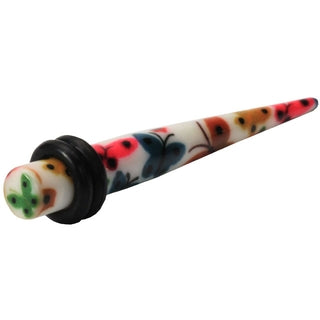 6 Gauge Colorful Butterfly Straight Ear Taper