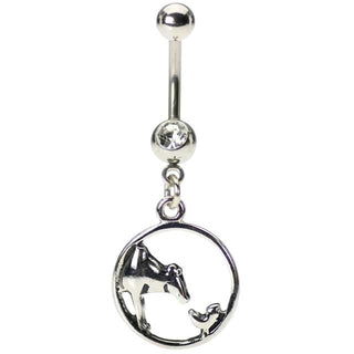 Dangling Chicken & Cow Circle Belly Ring