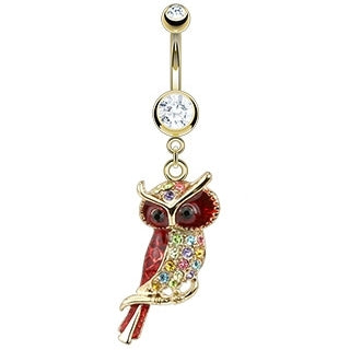 Multicolor Owl Belly Ring