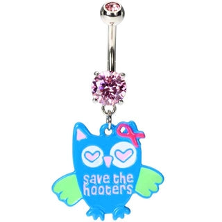 Breast Cancer Awareness Owl Belly Rings