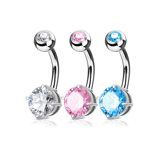 3 Pack CZ Prong Set Belly Rings
