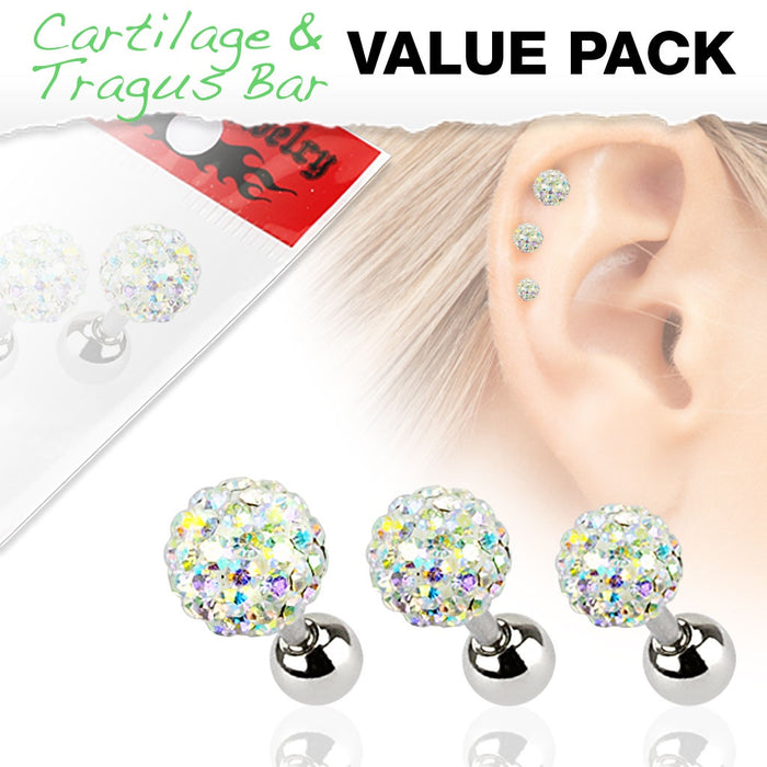 3 Pack Iridescent Ferido Ball Cartilage Rings