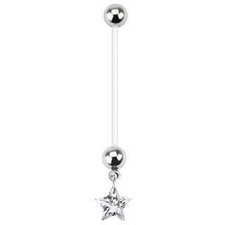 Clear Star Dangling Pregnancy Belly Ring