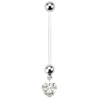 Heart Pregnancy Belly Button Ring - Clear