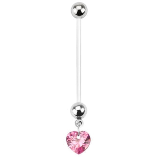 Heart Maternity Belly Button Ring - Pink