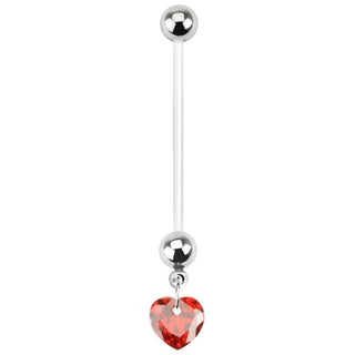 Red Heart Pregnant Belly Button Ring