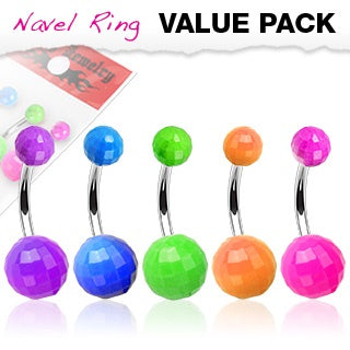 5 Pack Disco Balls Belly Rings