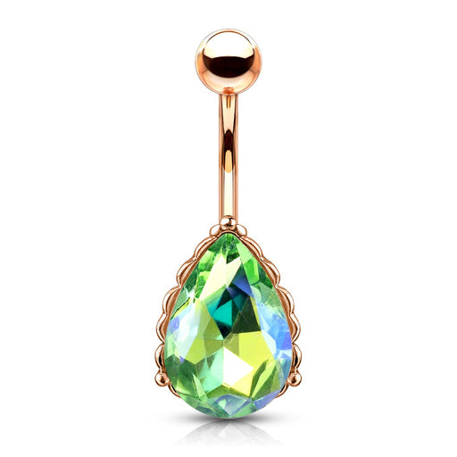 Green Iridescent Rose Gold Belly Ring