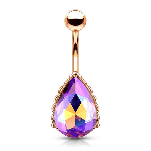 Purple Iridescent Rose Gold Belly Ring