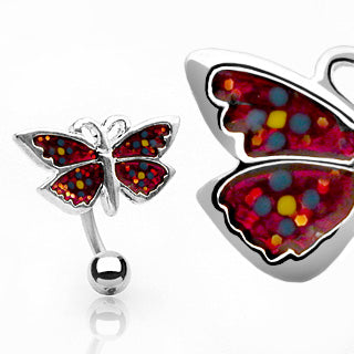 Top Down Red Butterfly Belly Ring