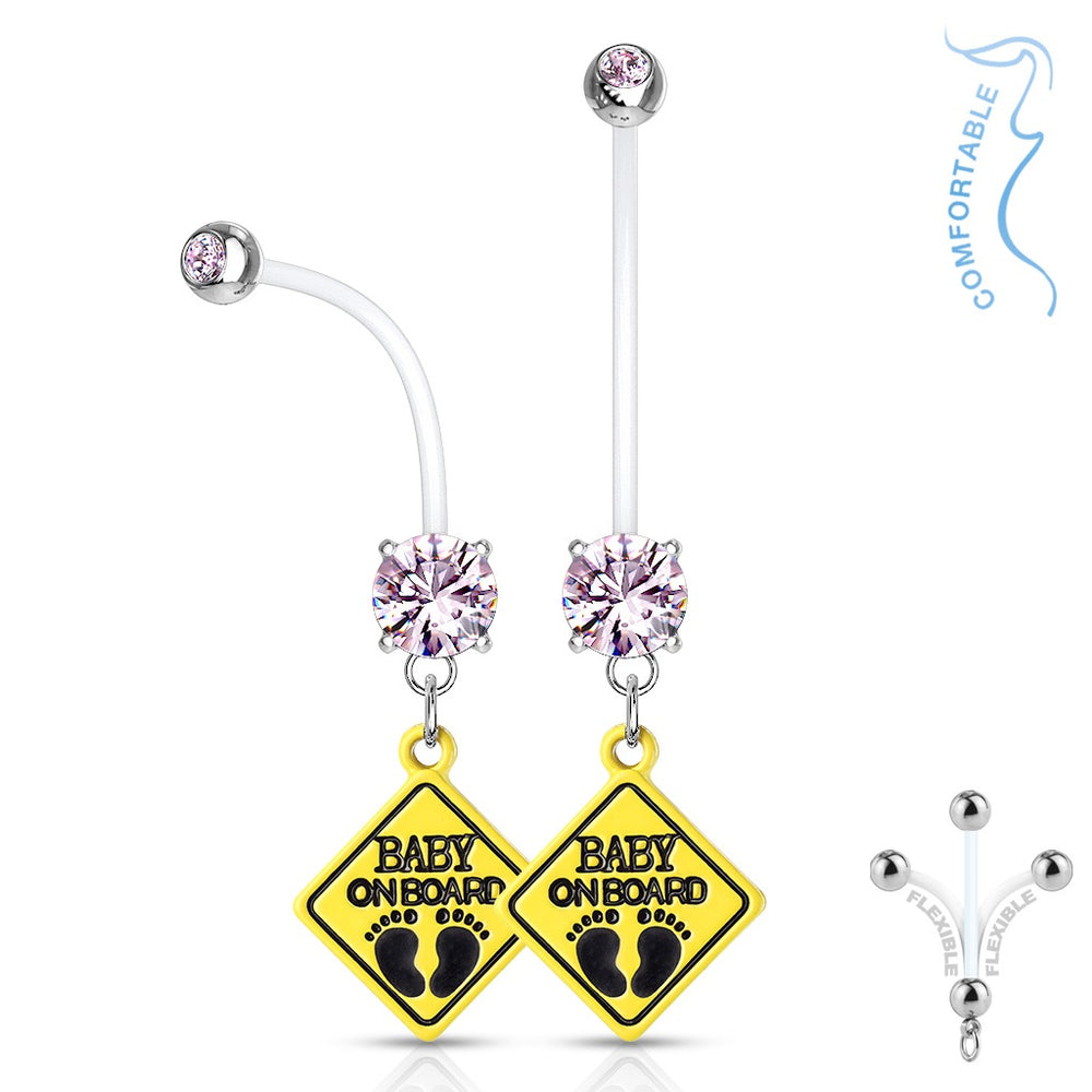Pink Baby On Board Pregnancy Belly Ring