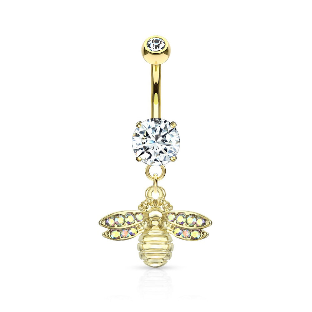 Bee with Crystal Paved Wings -Gold Plated
