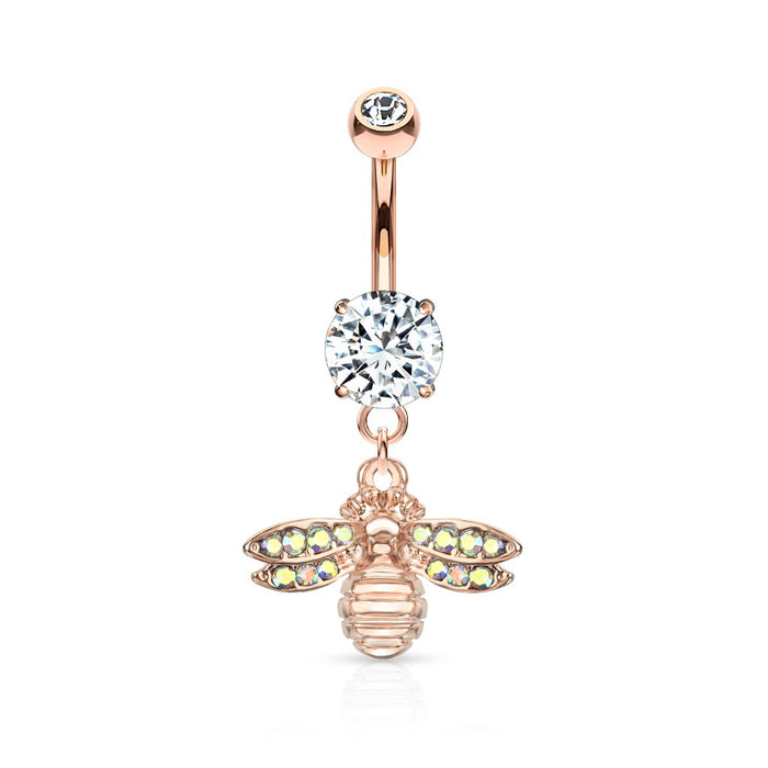 Bee with Crystal Paved Wings -Rose Gold