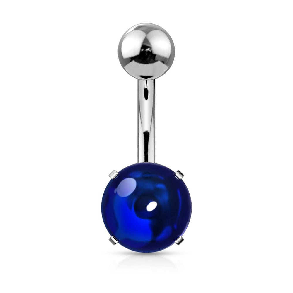 Blue Zircon Cabochon Stone Belly Ring