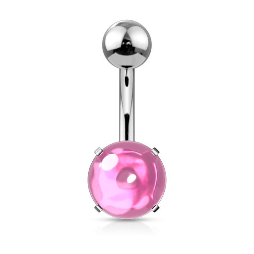 Pink Zircon Cabochon Stone Belly Ring