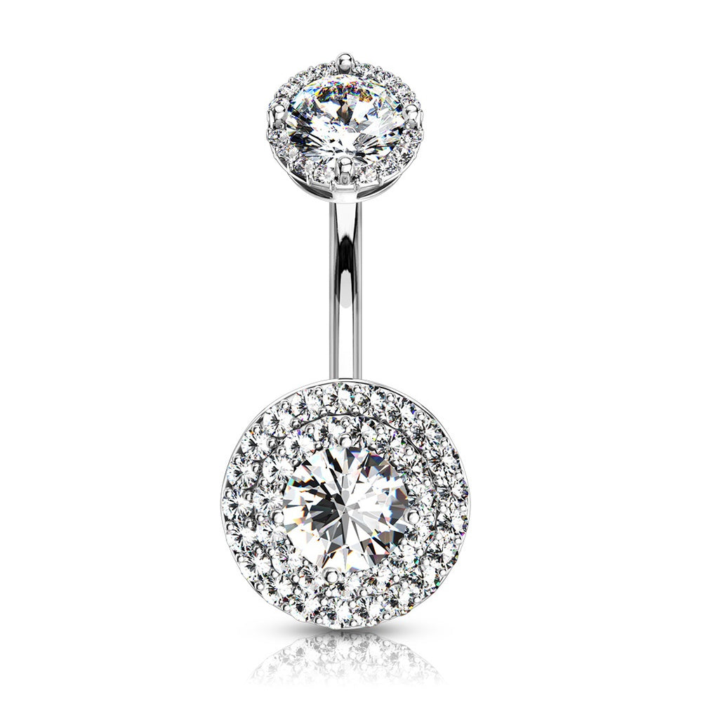 Internally Threaded Double Tier Belly Ring-Silver