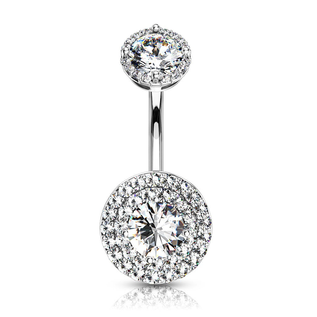 Internally Threaded Double Tier Belly Ring-Silver Belly Button Rings ...