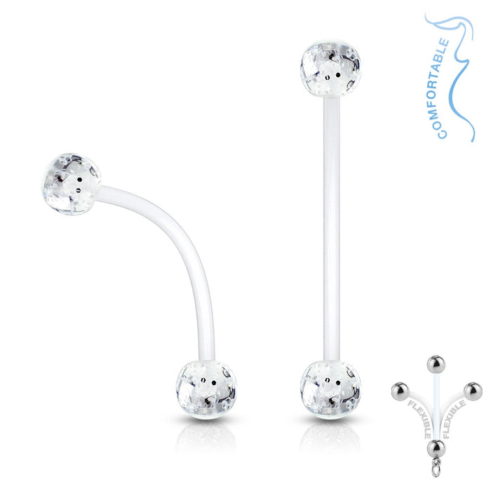 Clear Pregnancy Glitter Ball Belly Ring