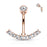 CZ Curved Internally Threaded Belly Ring - Rose Gold