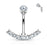 CZ Curved Internally Threaded Belly Ring - Silver