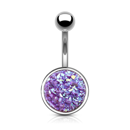 Druzy Stone Purple Belly Ring