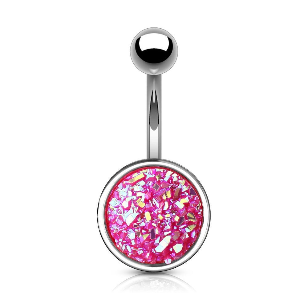 Druzy Stone Pink Belly Ring