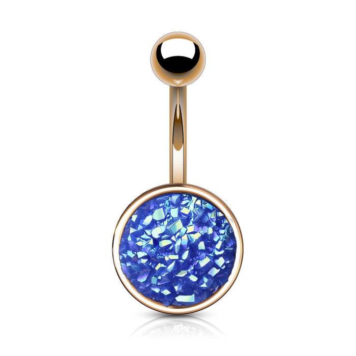 Rose Gold Druzy Stone Blue Belly Ring