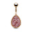 Tear Drop Rose Gold Druzy Stone Pink Belly Ring