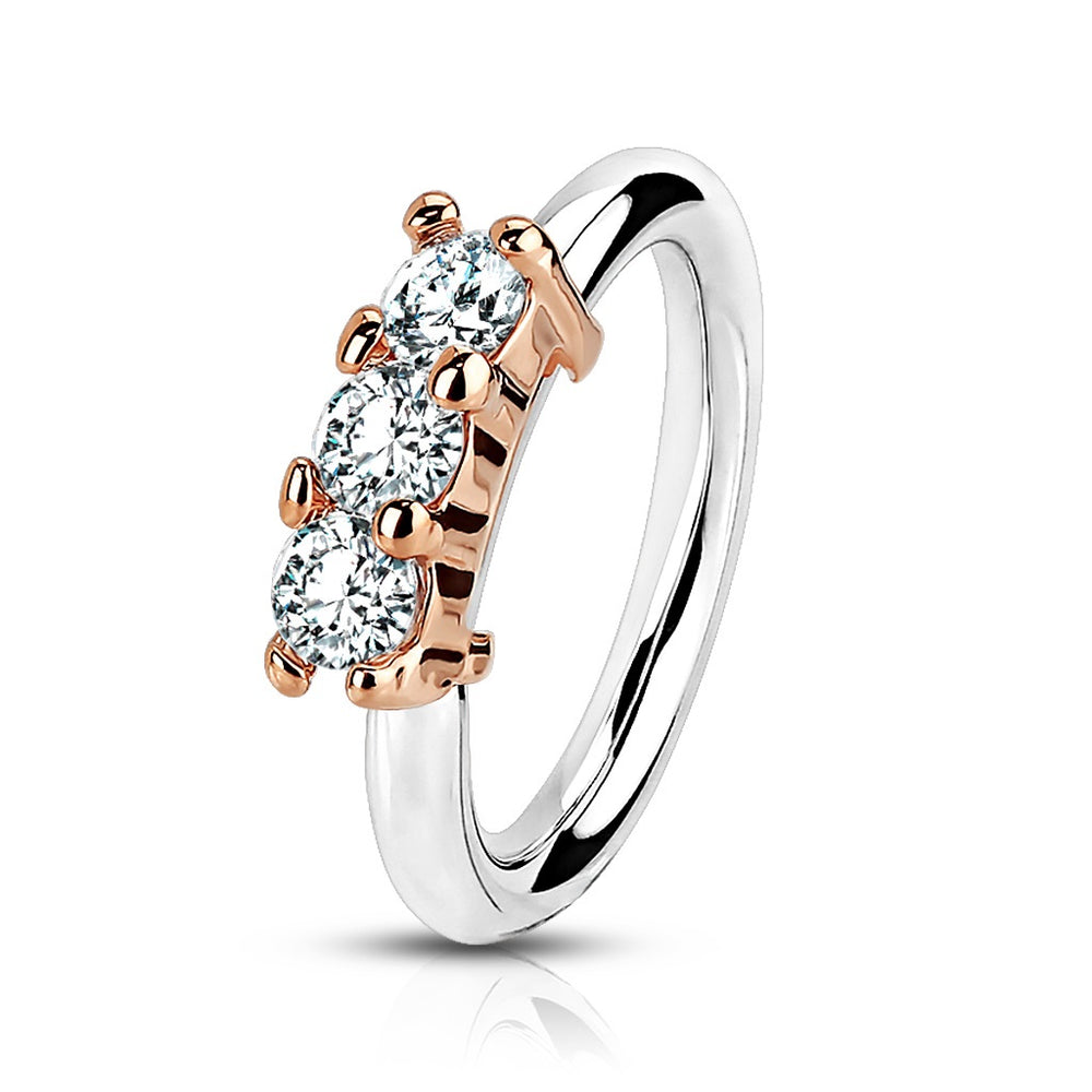 Rose Gold Bendable Hoop Ring with CZs