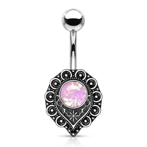Pink Opalite Filigree Belly Ring