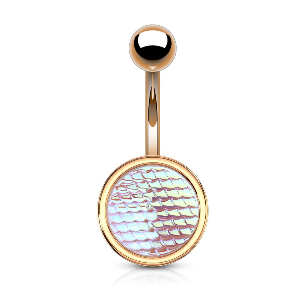Rose Gold Pink Fish Scale Belly Ring