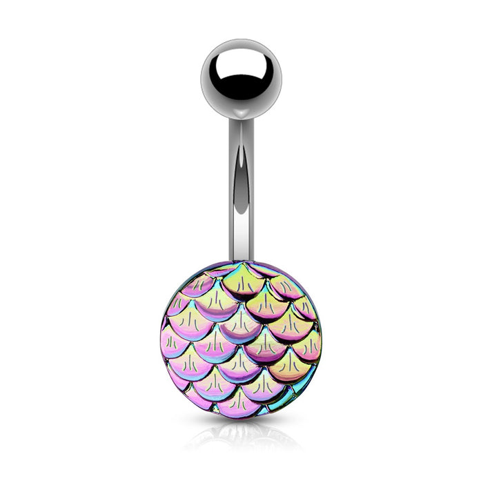 Rainbow Casted Steel Fish Scale Belly Ring