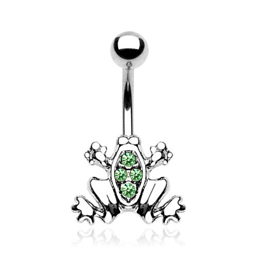 Green Frog Belly Ring