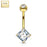 14 KT Solid Gold Princess Cut Belly Ring