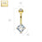 14 KT Solid Gold Princess Cut Belly Ring