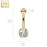 14K Solid Gold CZ Double Gemmed Belly Ring