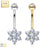 14K Flower CZ Clear Solid Yellow Gold Belly Ring