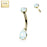 14k Teardrop Opal Solid Gold CZ Prong Set Belly Ring