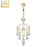 14K Chandelier Heart CZ Dangle Marquise Solid Gold Belly Ring