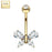 14K Teardrop Marquise Butterfly CZ Solid Gold Belly Ring