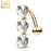 14K Top Down Triple Stones Dangle CZ Prong Gold Belly Ring - PRE-ORDER