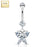 14K Marquise Butterfly CZ Solid White Gold Belly Ring