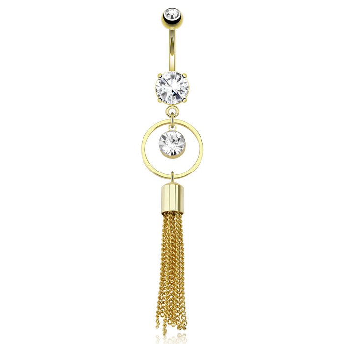 CZ Encircled Multi Chain Belly Ring